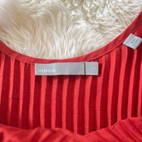 VINCE Crinkled Plissé-crepe Midi Dress In Papaya Women's Size Small - Picture 9 of 12